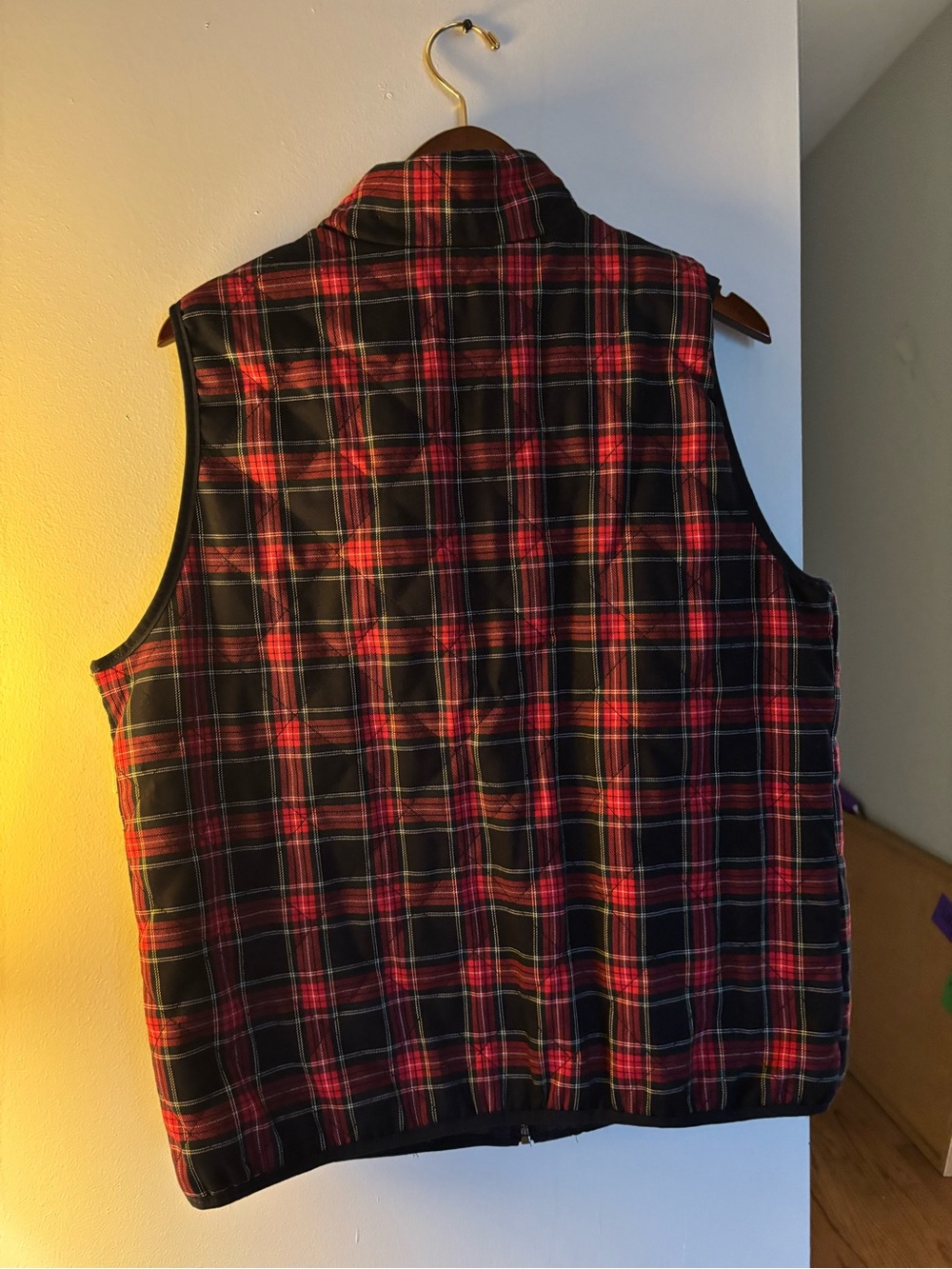 Copper Key Red and Black Plaid Quilted Vest